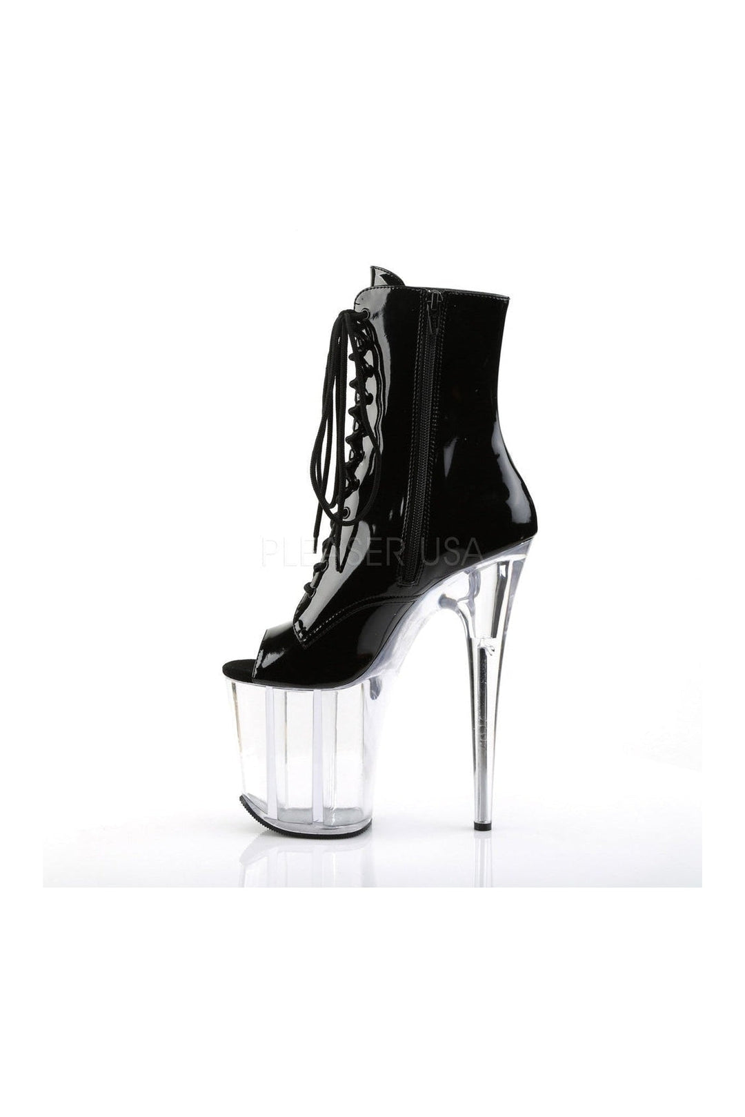 FLAMINGO-1021 Platform Boot | Black Patent-Pleaser-Ankle Boots-SEXYSHOES.COM