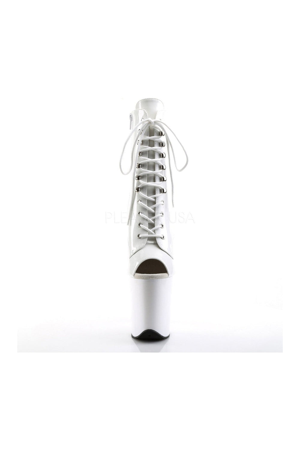 Pleaser FLAMINGO-1021 Platform Boot in White Patent