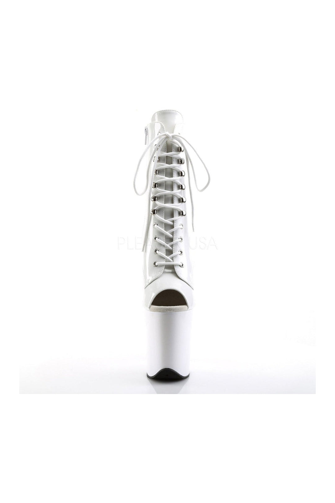 Pleaser FLAMINGO-1021 Platform Boot in White Patent