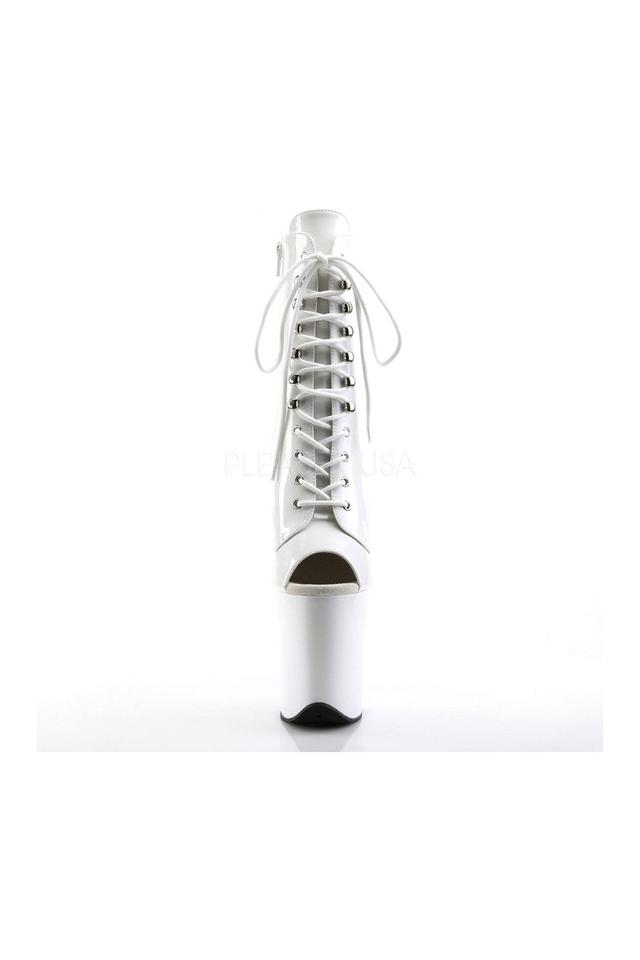 Pleaser FLAMINGO-1021 Platform Boot in White Patent
