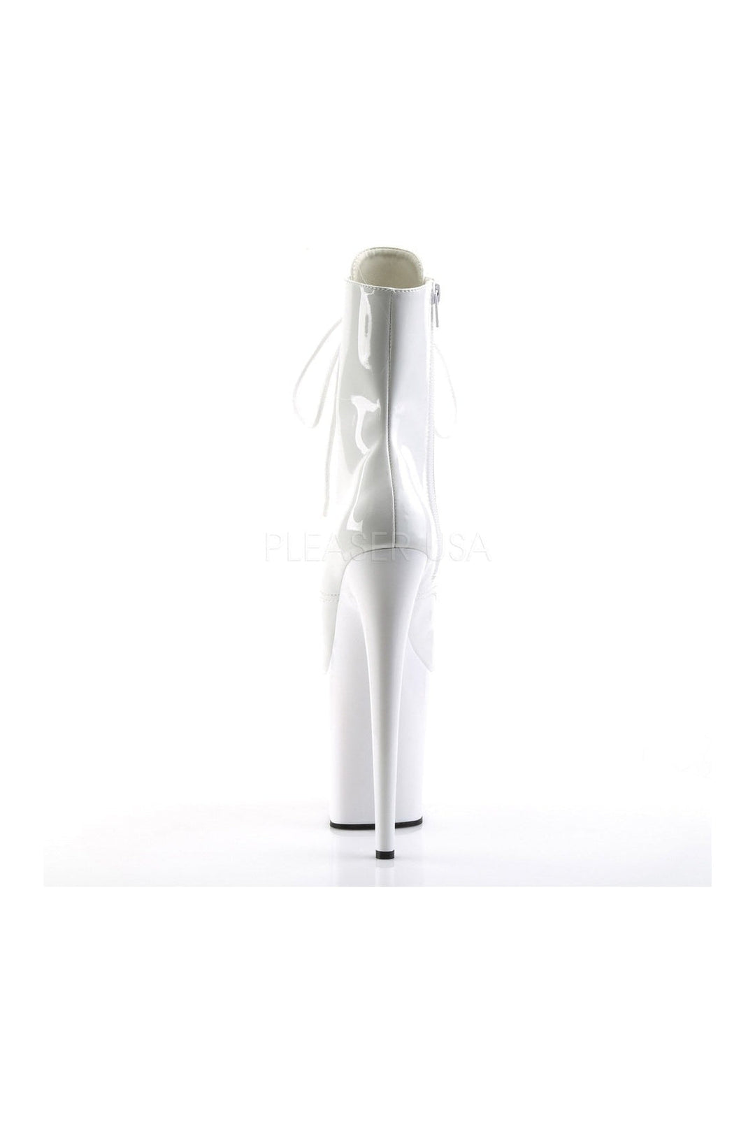 Pleaser FLAMINGO-1021 Platform Boot in White Patent