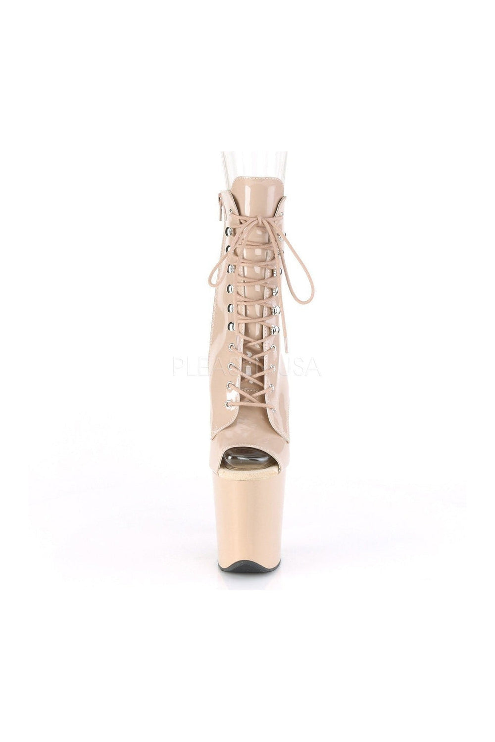 Pleaser FLAMINGO-1021 Exotic Platform Sandal in Nude Patent
