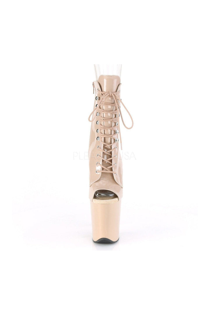 FLAMINGO-1021 Exotic Platform Sandal | Nude Patent