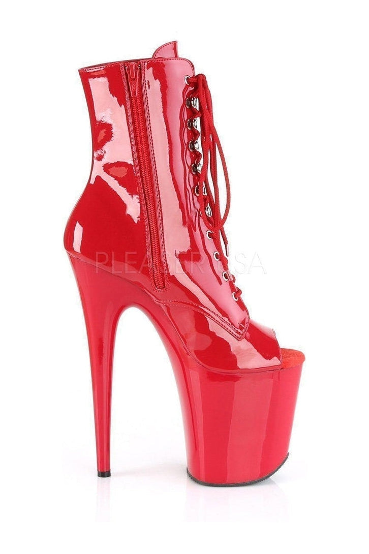 Pleaser FLAMINGO-1021 Exotic Platform Sandal in Red Patent