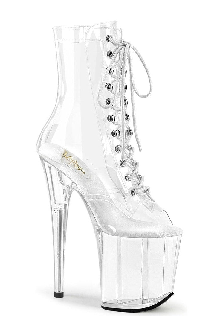 FLAMINGO-1021C Exotic Ankle Boot | Clear Vinyl-Ankle Boots-Pleaser-Clear-11-Vinyl-SEXYSHOES.COM