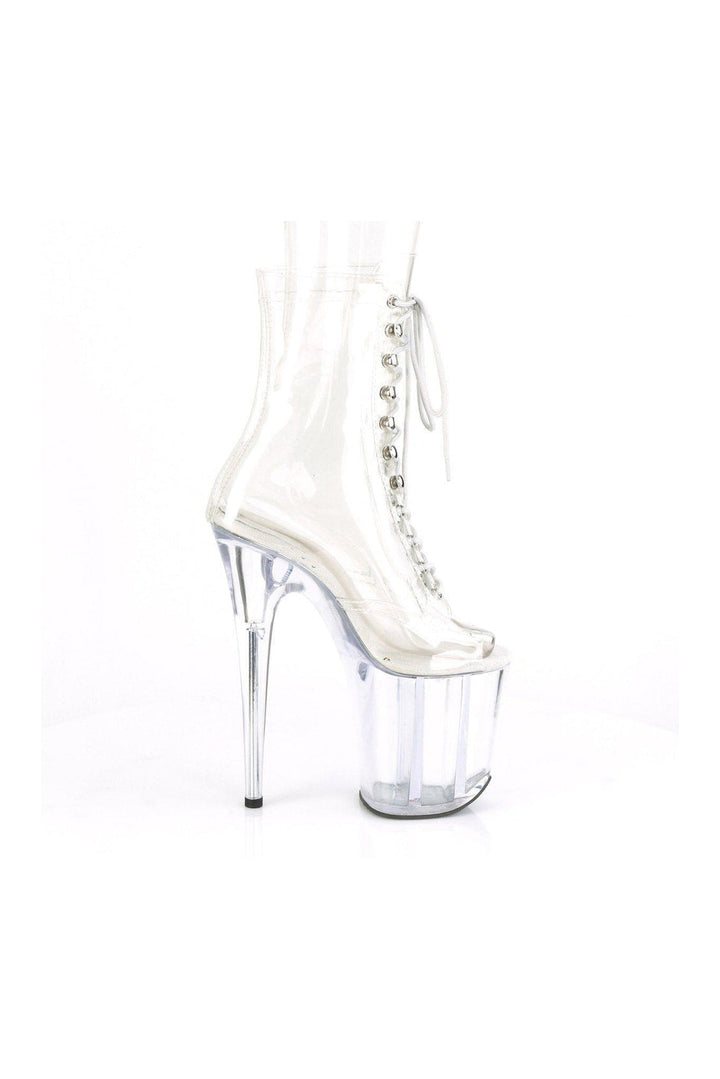 FLAMINGO-1021C Exotic Ankle Boot | Clear Vinyl-Ankle Boots-Pleaser-SEXYSHOES.COM