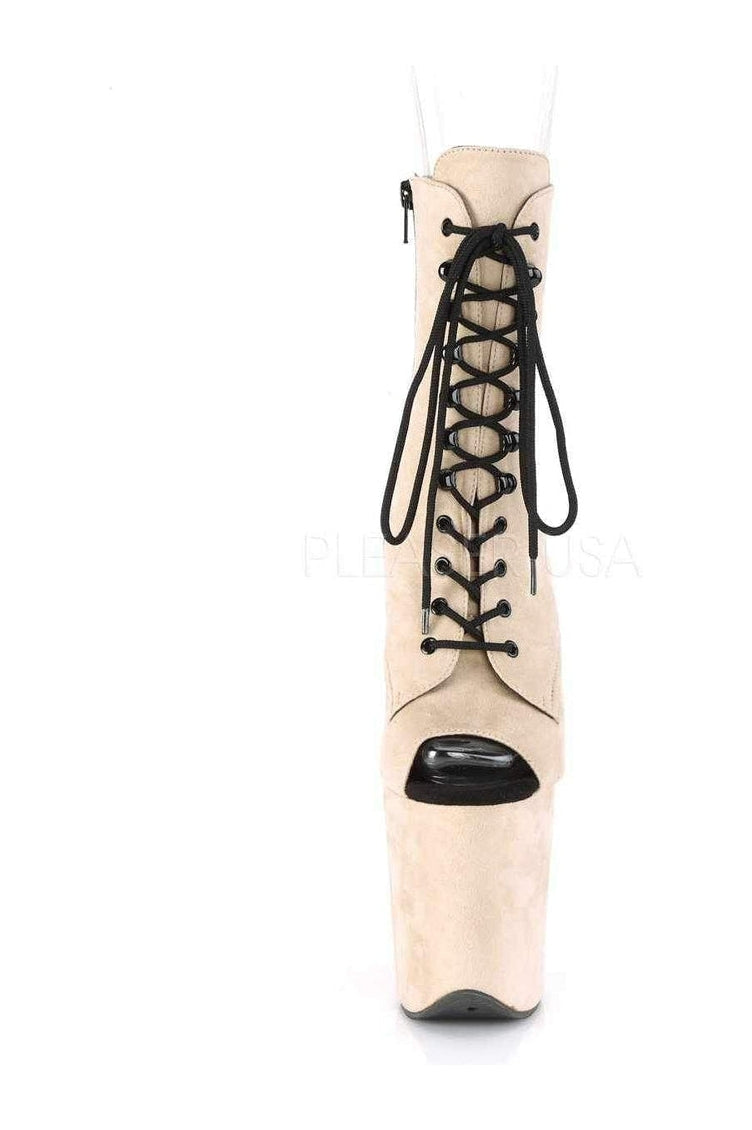 Pleaser FLAMINGO-1021FS Platform Ankle Boot in Nude Faux Leather