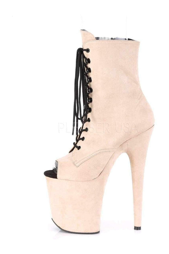 Pleaser FLAMINGO-1021FS Platform Ankle Boot in Nude Faux Leather