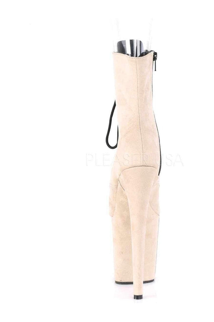 Pleaser FLAMINGO-1021FS Platform Ankle Boot in Nude Faux Leather