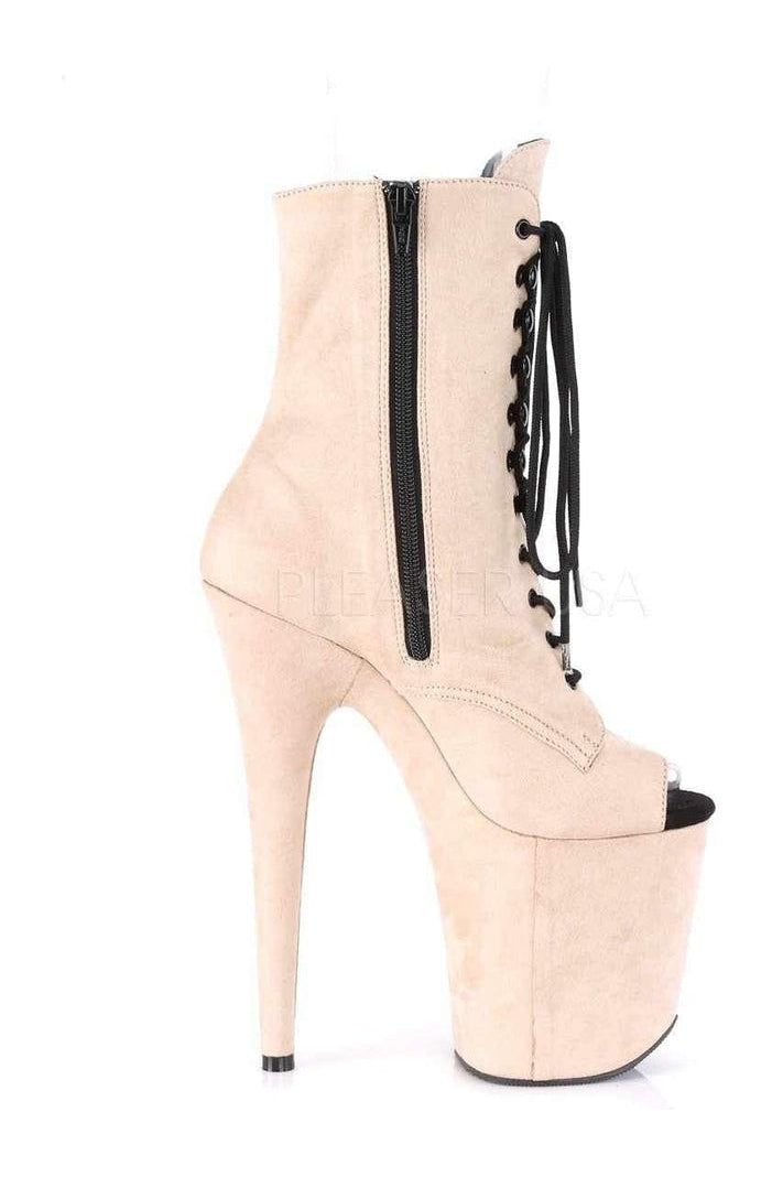 Pleaser FLAMINGO-1021FS Platform Ankle Boot in Nude Faux Leather