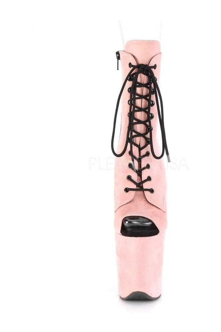FLAMINGO-1021FS Platform Ankle Boot | Pink Faux Leather-Pleaser-SEXYSHOES.COM