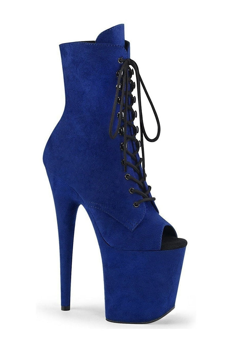 FLAMINGO-1021FS Stripper Ankle Boot-Ankle Boots-Pleaser-Blue-12-Faux Suede-SEXYSHOES.COM