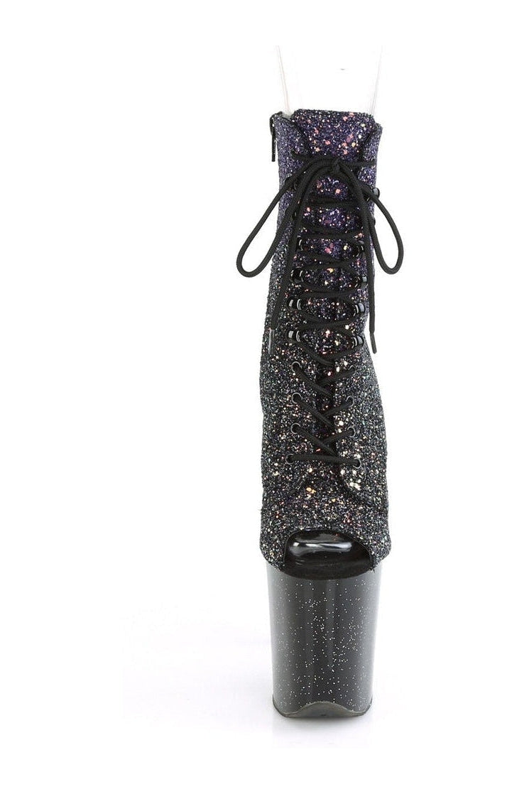 FLAMINGO-1021OMBG Stripper Boot | Purple Glitter-Ankle Boots-Pleaser-SEXYSHOES.COM