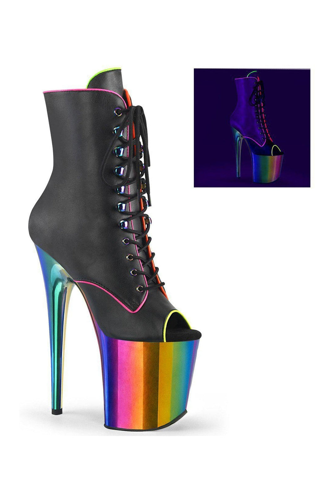 FLAMINGO-1021RC-02 Ankle Boot | Black Faux Leather-Ankle Boots-Pleaser-Black-7-Faux Leather-SEXYSHOES.COM