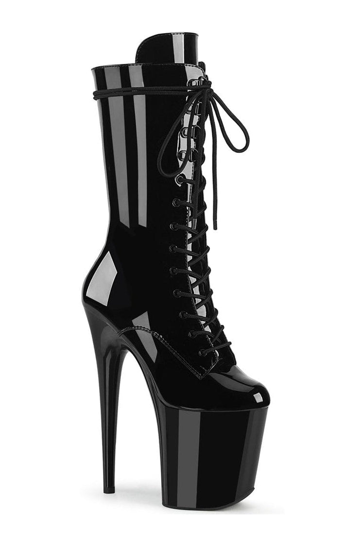 FLAMINGO-1050 Stripper Boot | Black Patent-Ankle Boots-Pleaser-Black-10-Patent-SEXYSHOES.COM