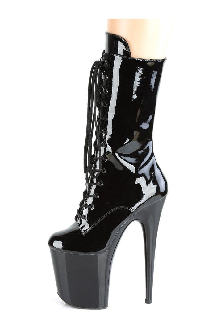 FLAMINGO-1050 Stripper Boot | Black Patent-Ankle Boots-Pleaser-SEXYSHOES.COM