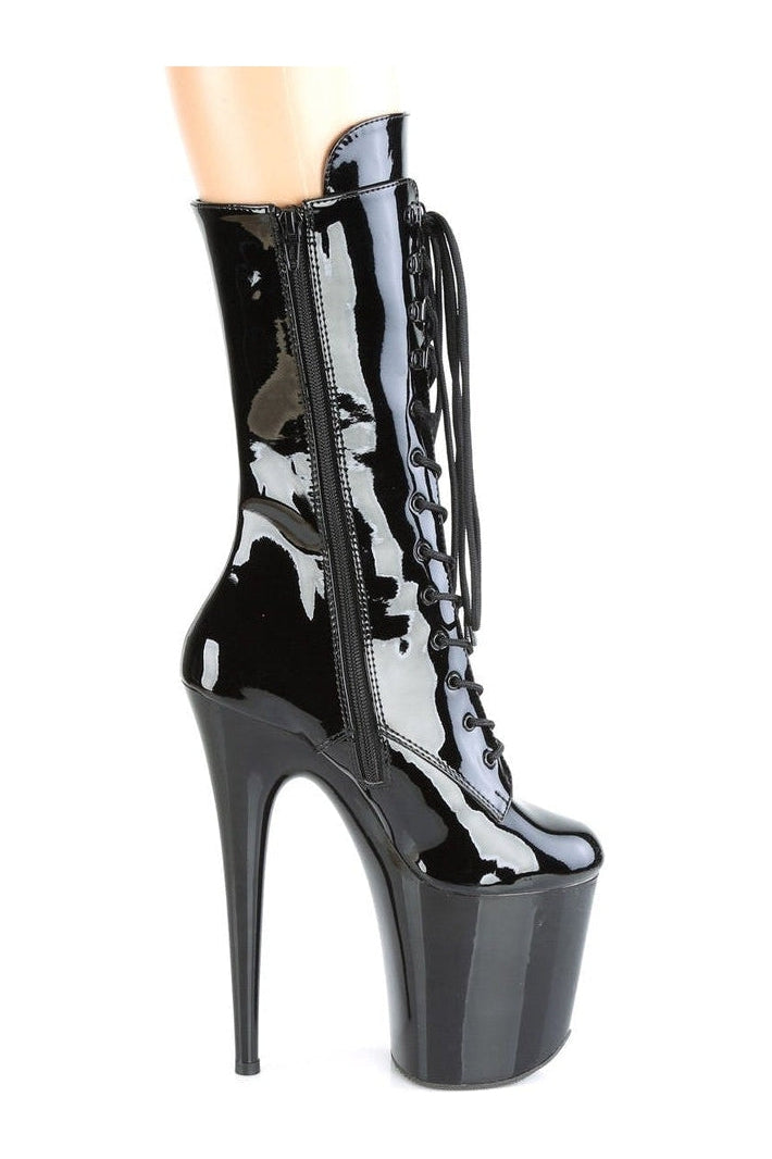 FLAMINGO-1050 Stripper Boot | Black Patent-Ankle Boots-Pleaser-SEXYSHOES.COM