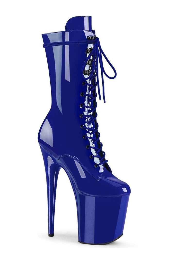 FLAMINGO-1050 Stripper Boot | Blue Patent-Ankle Boots-Pleaser-Blue-6-Patent-SEXYSHOES.COM