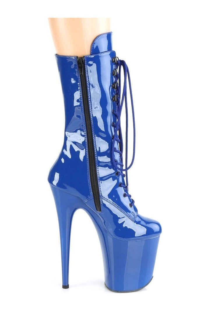 Pleaser FLAMINGO-1050 Exotic Boot in Blue Patent