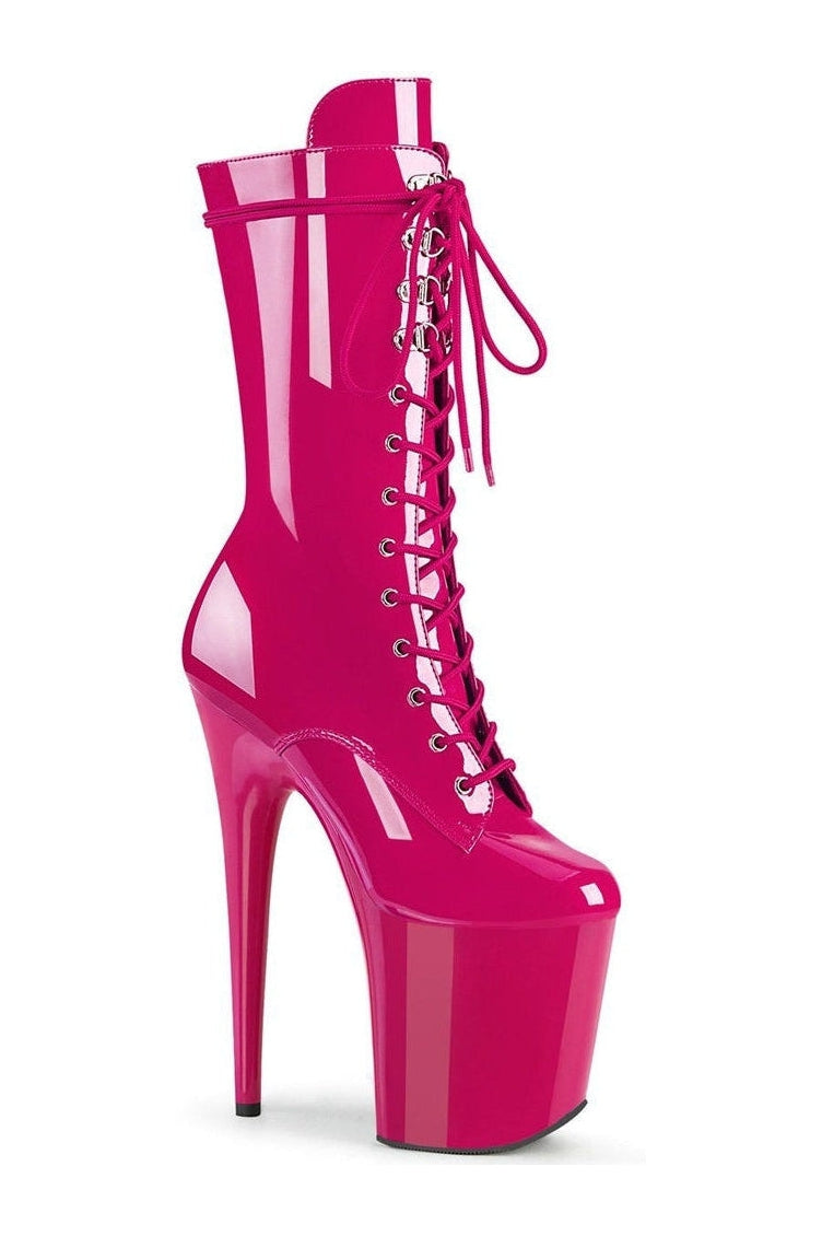 FLAMINGO-1050 Stripper Boot | Fuchsia Patent-Ankle Boots-Pleaser-Fuchsia-11-Patent-SEXYSHOES.COM