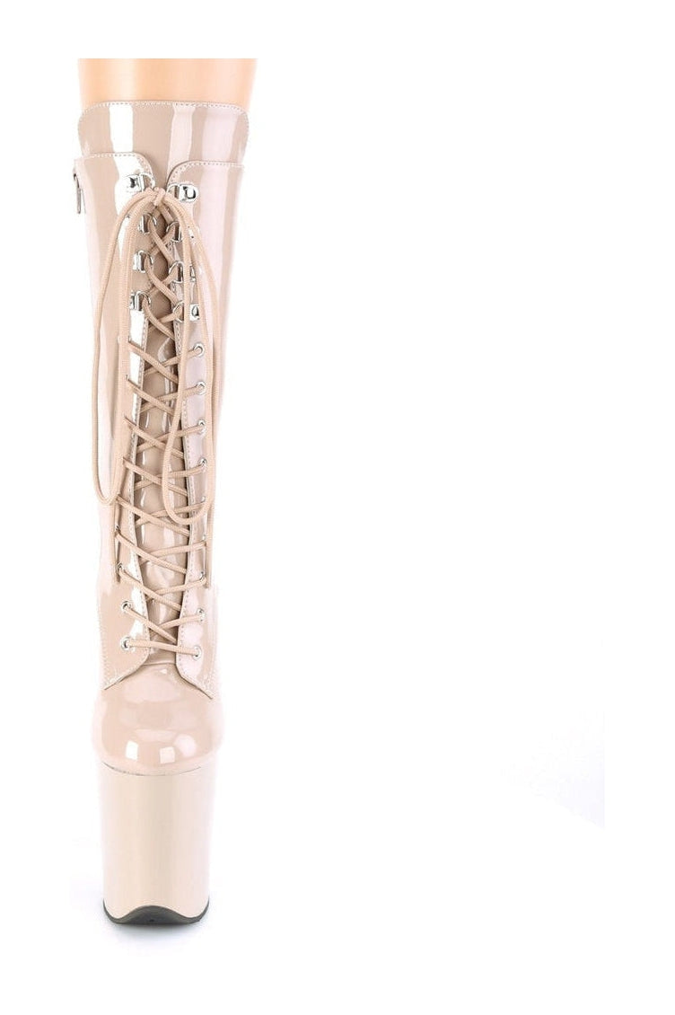 Pleaser FLAMINGO-1050 Exotic Boot in Nude Patent