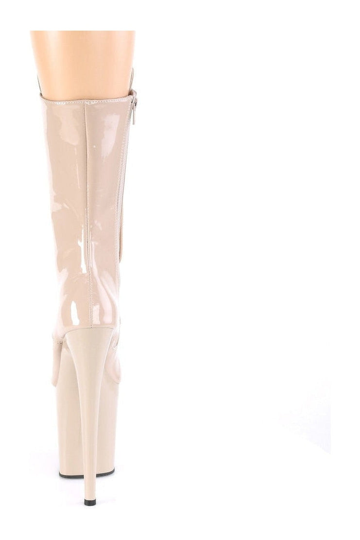 FLAMINGO-1050 Stripper Boot | Nude Patent-Ankle Boots-Pleaser-SEXYSHOES.COM