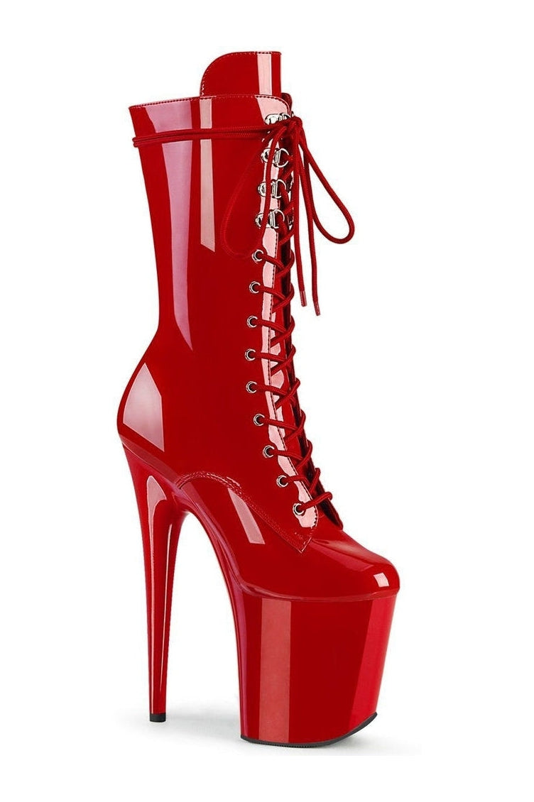 FLAMINGO-1050 Stripper Boot | Red Patent-Ankle Boots-Pleaser-Red-8-Patent-SEXYSHOES.COM