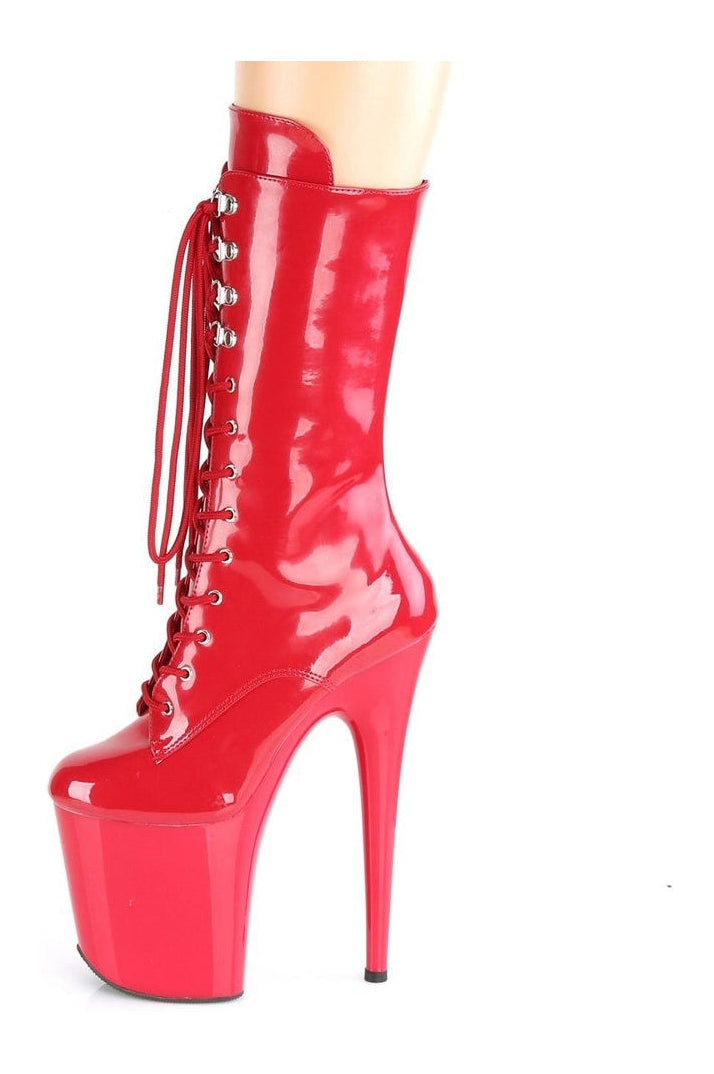 FLAMINGO-1050 Stripper Boot | Red Patent-Ankle Boots-Pleaser-SEXYSHOES.COM
