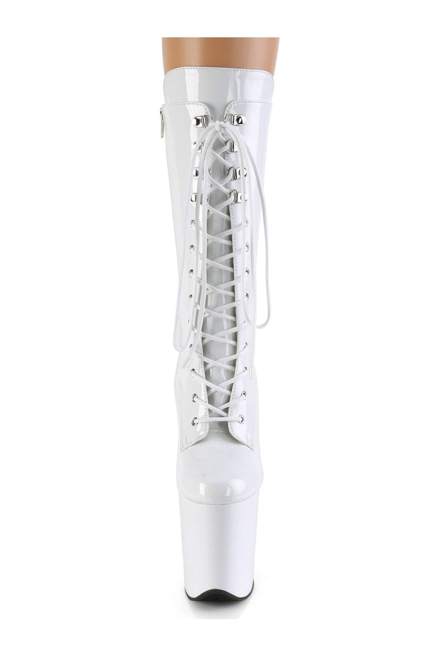 Pleaser FLAMINGO-1050 Exotic Boot in White Patent