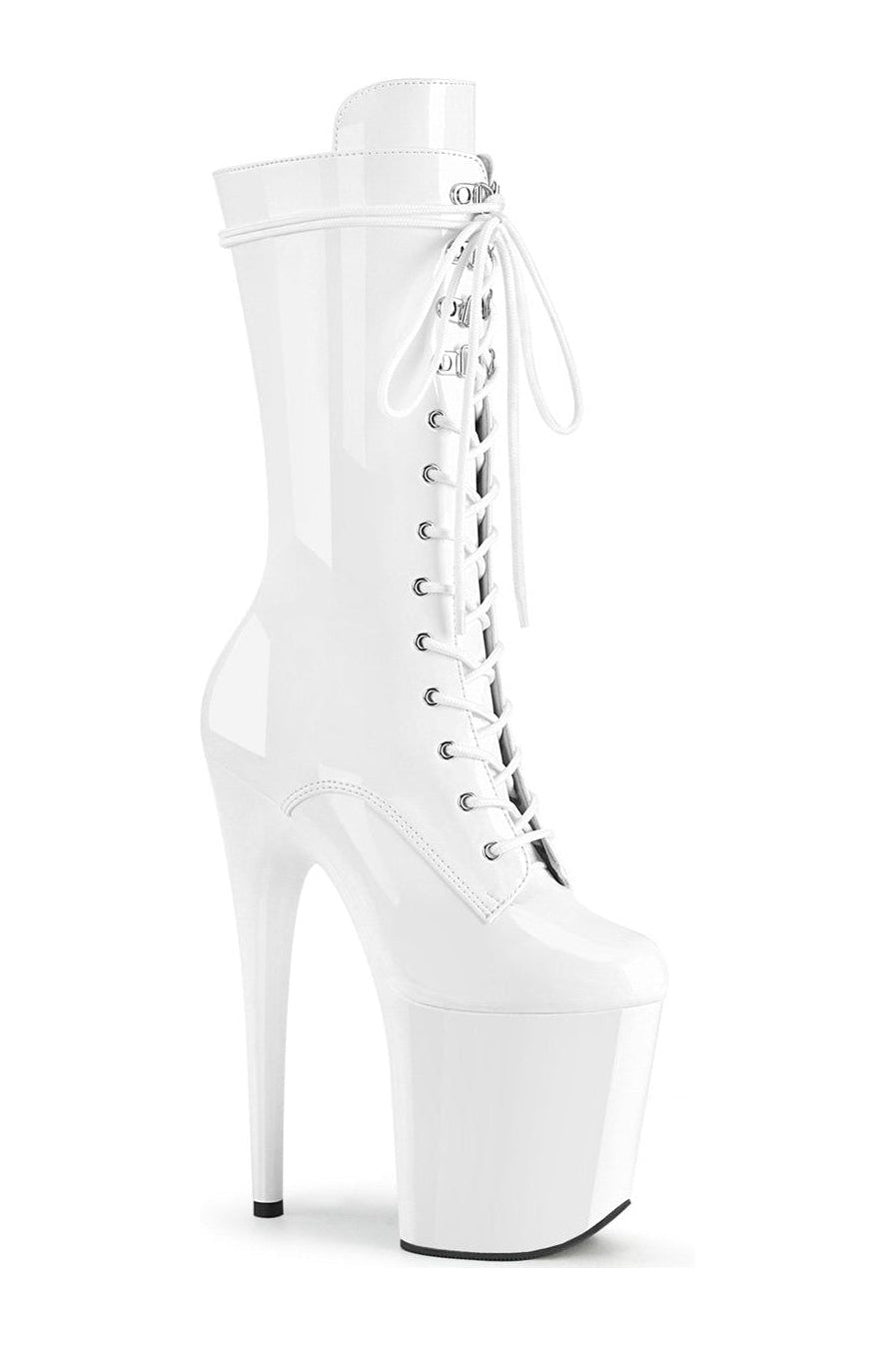 FLAMINGO-1050 Stripper Boot | White Patent-Ankle Boots-Pleaser-White-11-Patent-SEXYSHOES.COM