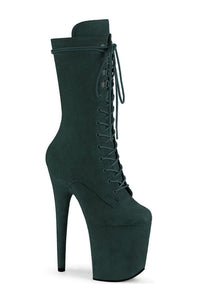 Pleaser FLAMINGO-1050FS Exotic Boot in Green Faux Suede from SexyShoes.com