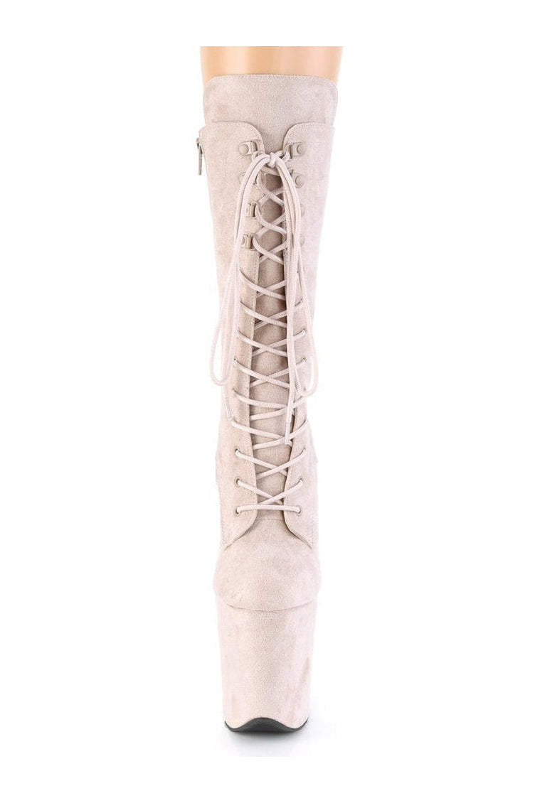 Pleaser FLAMINGO-1050FS Exotic Boot in Nude Faux Suede