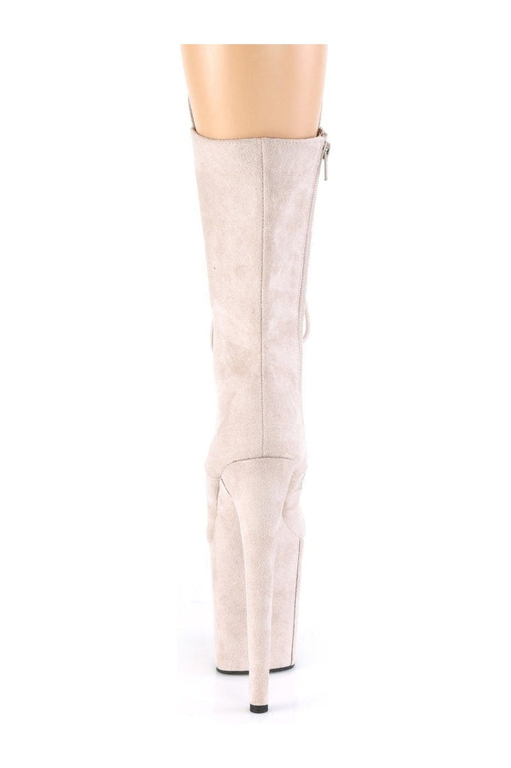 FLAMINGO-1050FS Stripper Boot | Nude Faux Suede-Knee Boots-Pleaser-SEXYSHOES.COM
