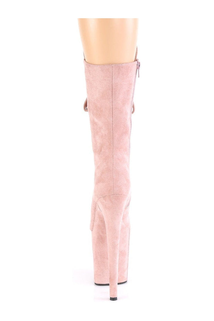 FLAMINGO-1050FS Stripper Boot | RoseGold Faux Suede-Knee Boots-Pleaser-SEXYSHOES.COM