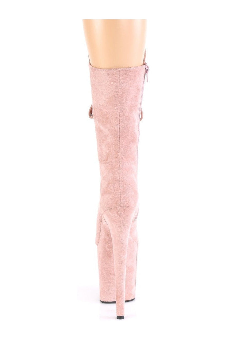 Pleaser FLAMINGO-1050FS Exotic Boot in RoseGold Faux Suede