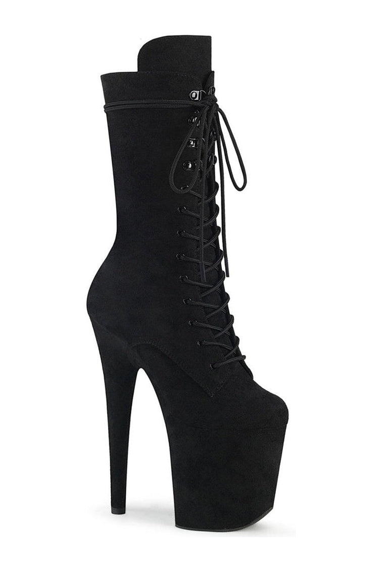 Pleaser FLAMINGO-1050FS Exotic Knee Boot in Black Faux Leather from SexyShoes.com