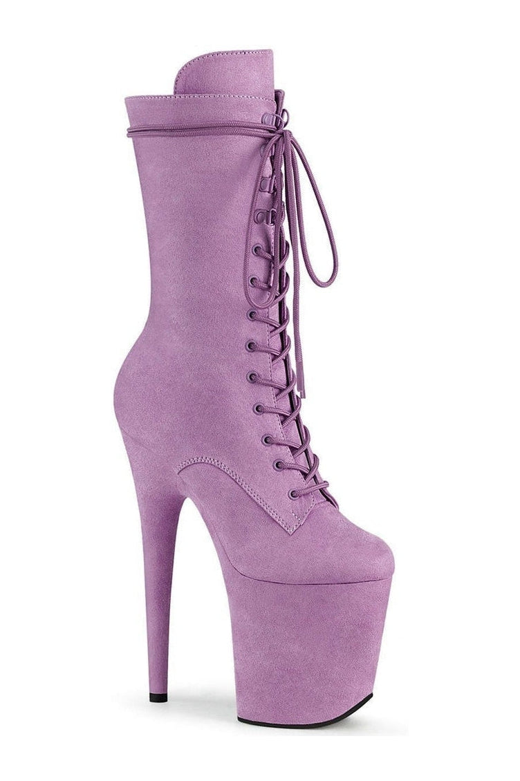 FLAMINGO-1050FS Stripper Knee Boot-Knee Boots-Pleaser-Purple-10-Faux Suede-SEXYSHOES.COM