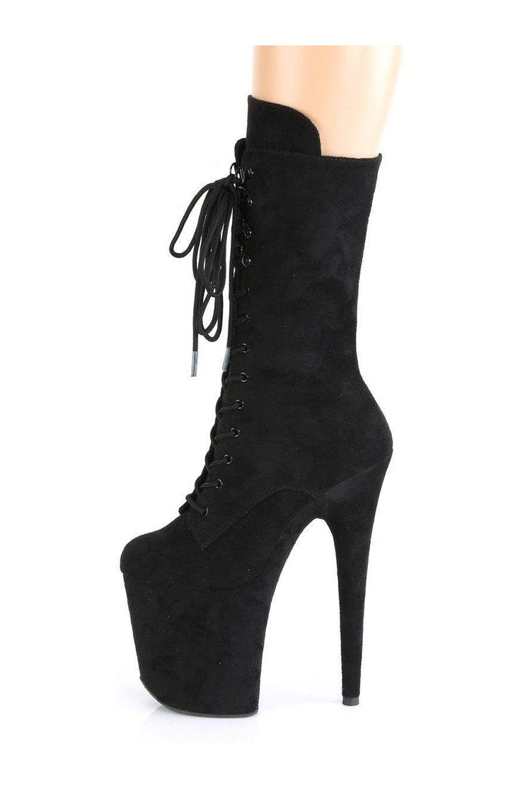 Pleaser FLAMINGO-1050FS Exotic Knee Boot in Black Faux Leather