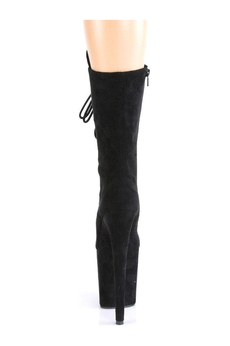 Pleaser FLAMINGO-1050FS Exotic Knee Boot in Black Faux Leather