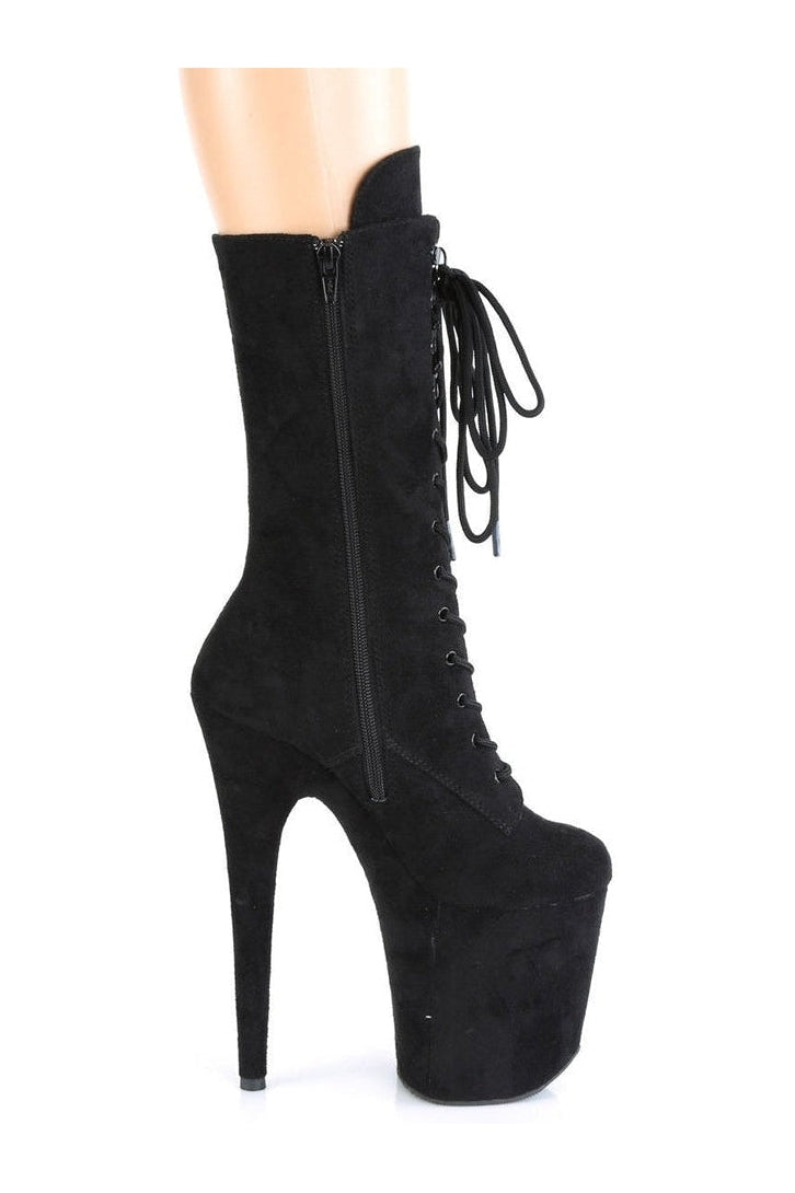 Pleaser FLAMINGO-1050FS Exotic Knee Boot in Black Faux Leather