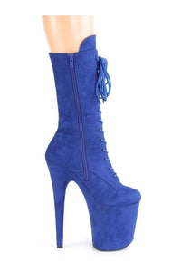 Pleaser FLAMINGO-1050FS Exotic Knee Boot in Blue Faux Suede
