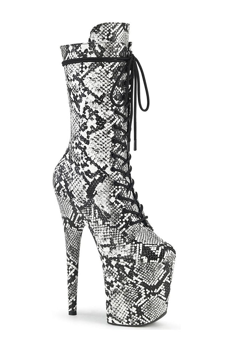 Pleaser FLAMINGO-1050SP Exotic Boot in Black Faux Leather from SexyShoes.com