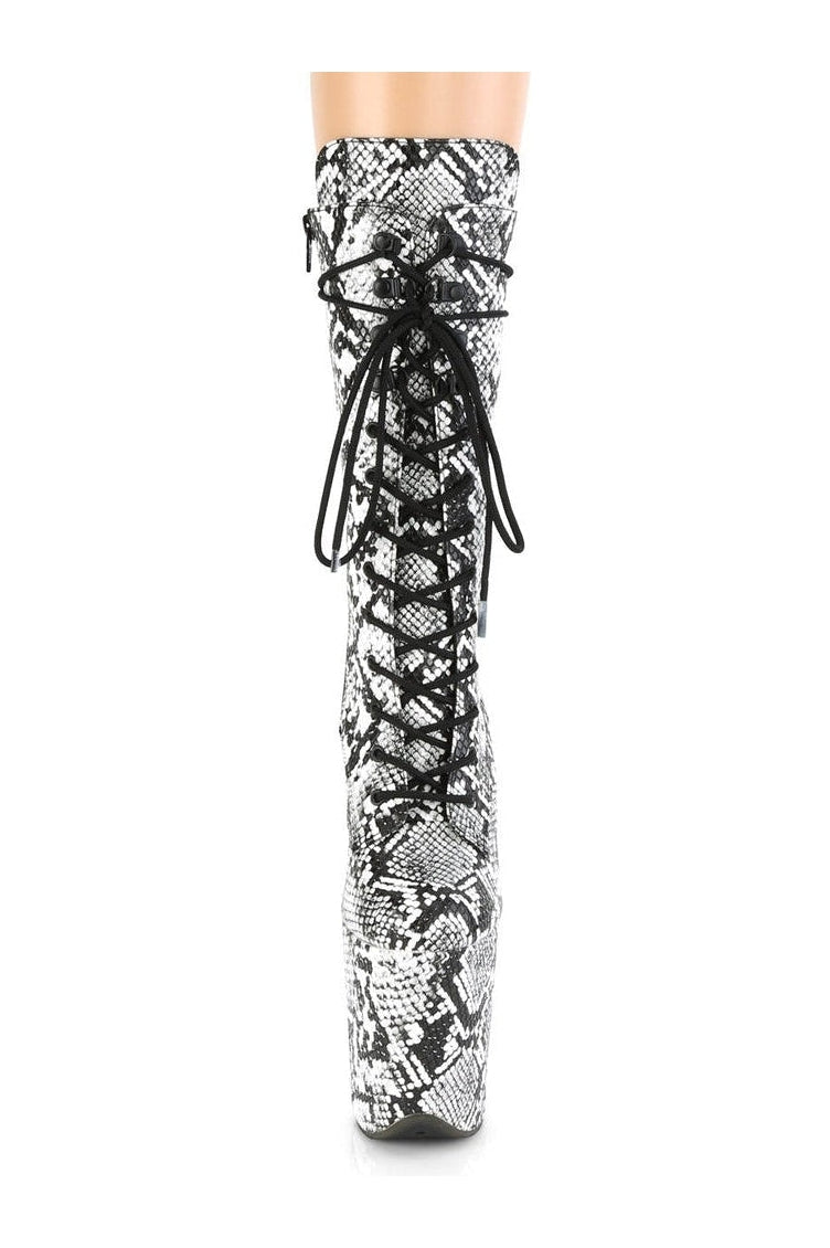 Pleaser FLAMINGO-1050SP Exotic Boot in Black Faux Leather