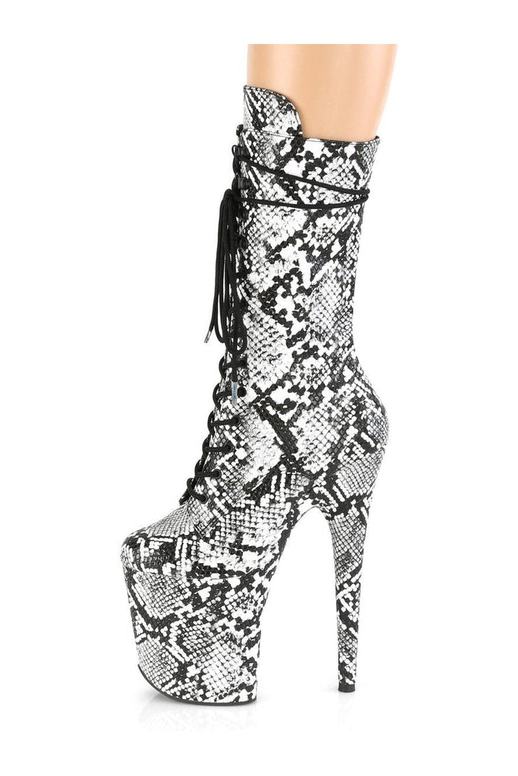 Pleaser FLAMINGO-1050SP Exotic Boot in Black Faux Leather