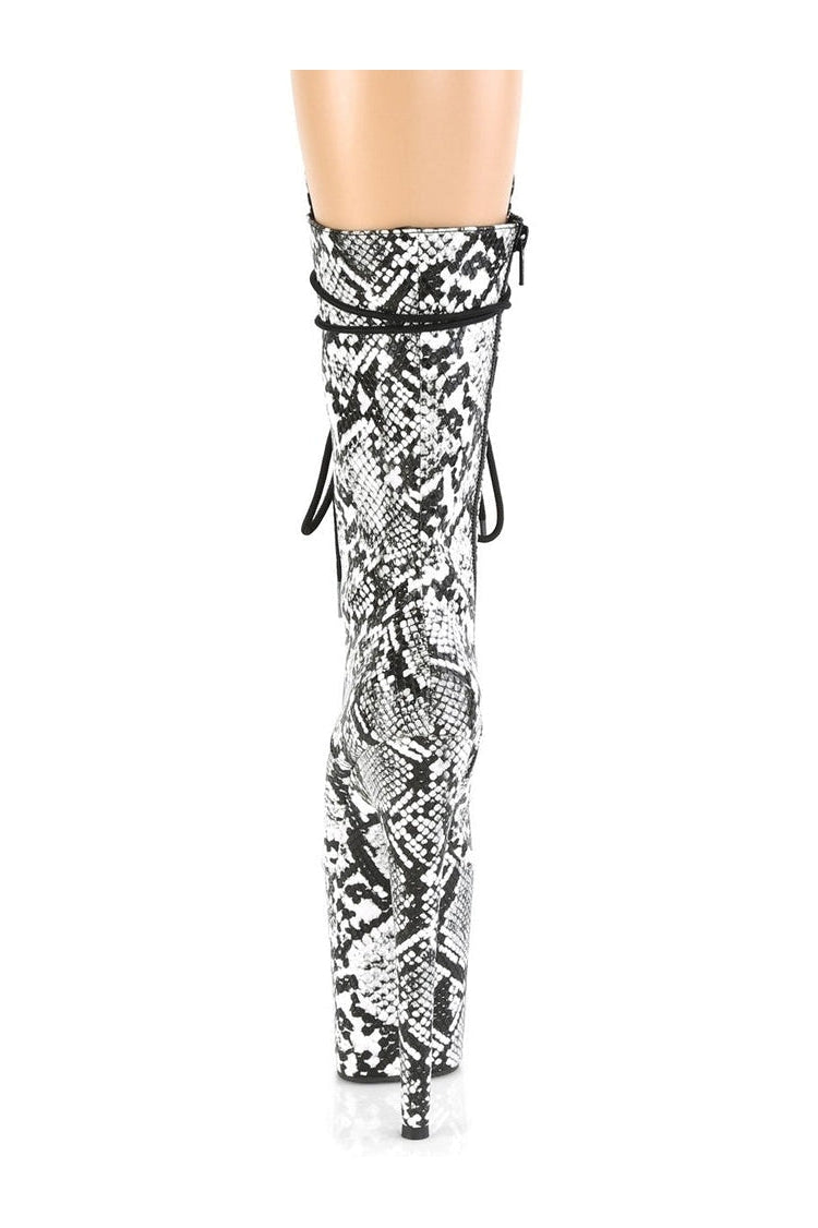 Pleaser FLAMINGO-1050SP Exotic Boot in Black Faux Leather