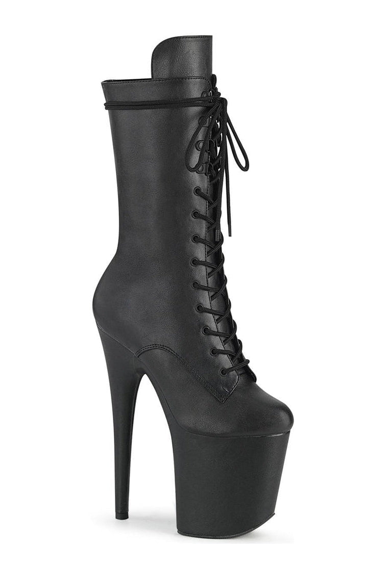 Pleaser FLAMINGO-1050WR Exotic Knee Boot in Black Faux Leather from SexyShoes.com