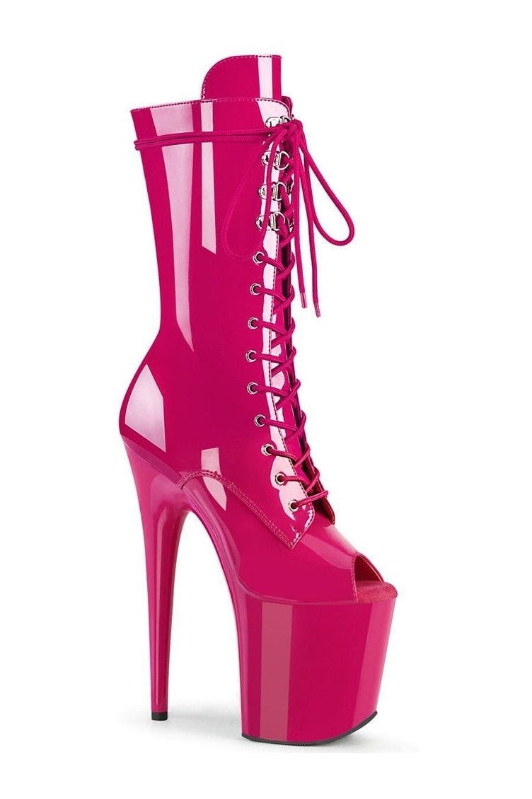 FLAMINGO-1051 Stripper Boot | Fuchsia Patent-Ankle Boots-Pleaser-Fuchsia-6-Patent-SEXYSHOES.COM