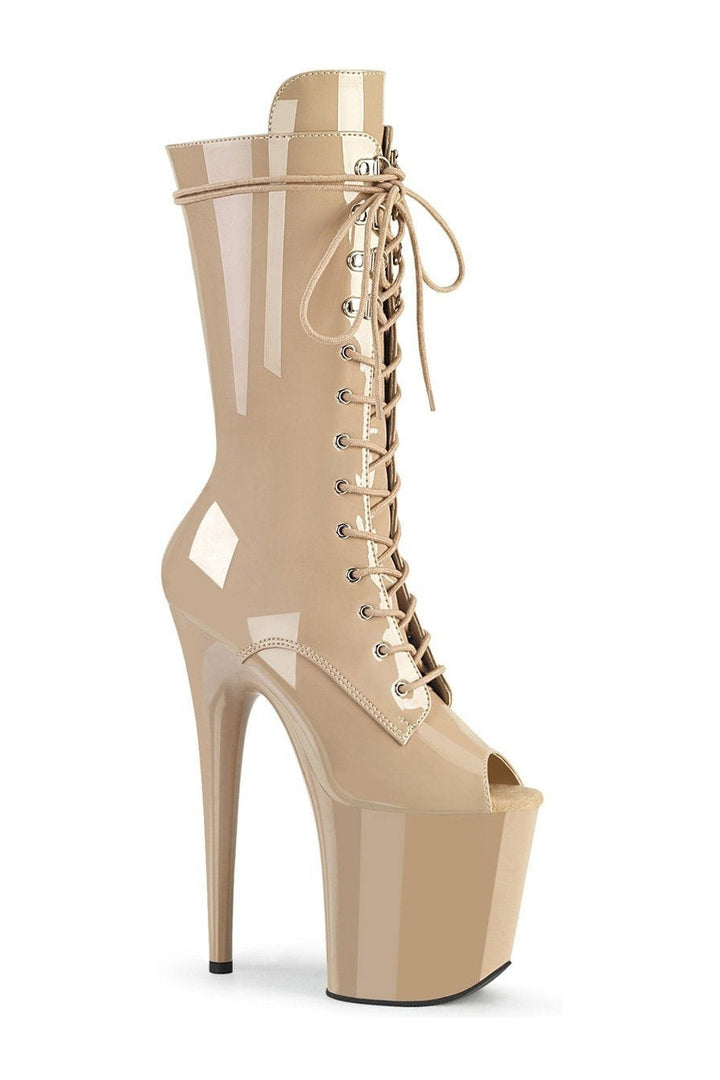 FLAMINGO-1051 Stripper Boot | Nude Patent-Ankle Boots-Pleaser-Nude-10-Patent-SEXYSHOES.COM