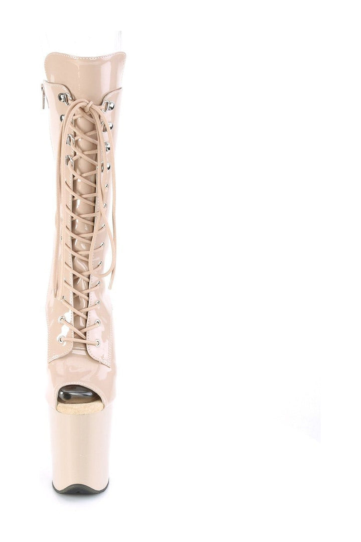 FLAMINGO-1051 Stripper Boot | Nude Patent-Ankle Boots-Pleaser-SEXYSHOES.COM