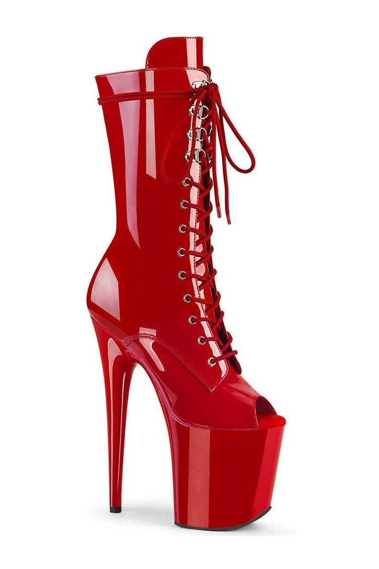 Pleaser FLAMINGO-1051 Exotic Boot in Red Patent from SexyShoes.com